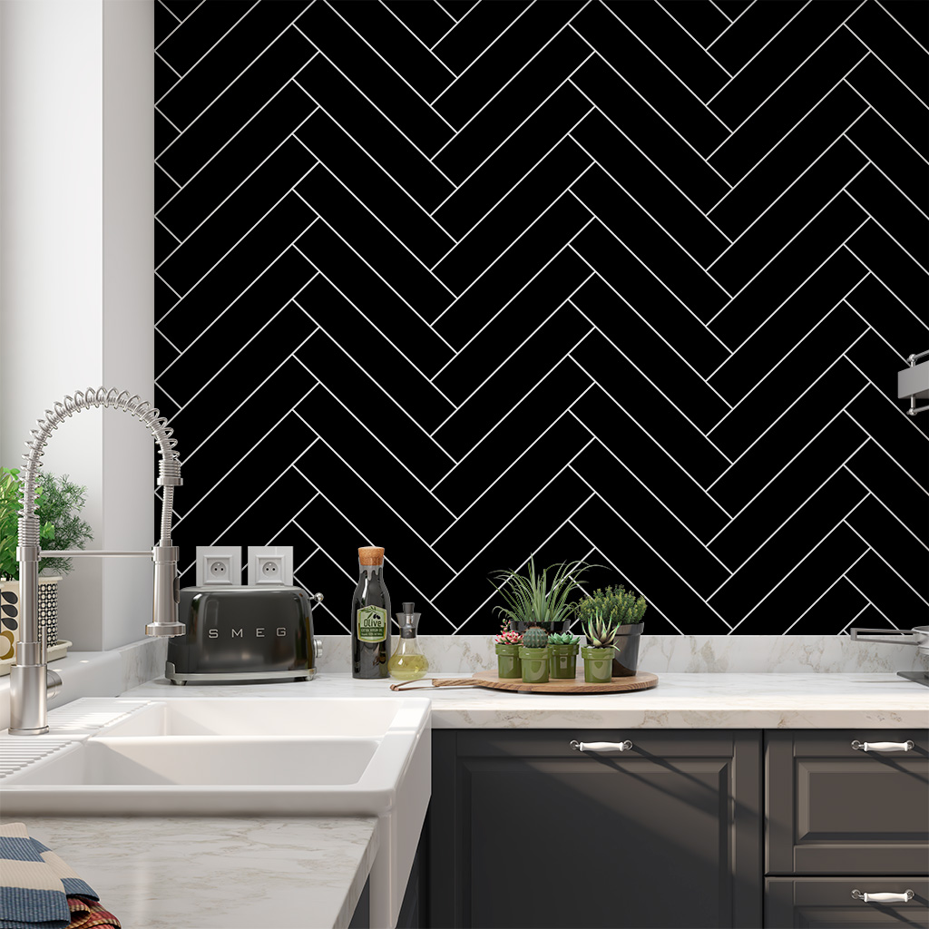 Ladrilhos Chevron Preto