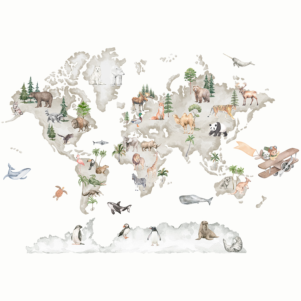 Mapa Animais Aquarela Areia (STILL)